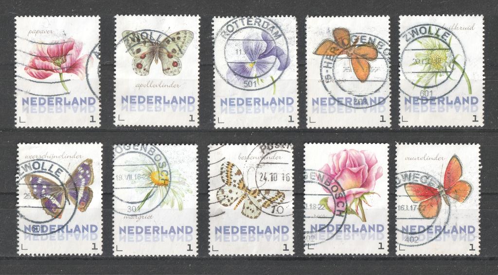 63 B --serie Janneke Brinkman 2016 Vlinders en bloemen, Verzenden, Na 1940, Gestempeld
