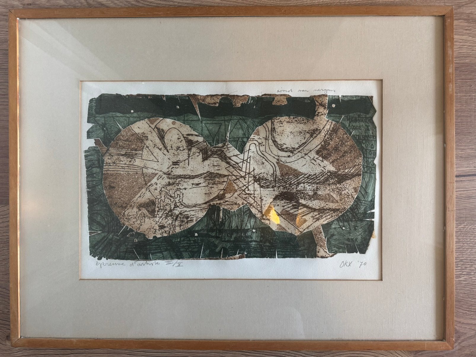 Ets Kees Okx (1939-2015) “ Wind van Nergens “ EA III/V 1970, Antiek en Kunst, Kunst | Schilderijen | Klassiek, Ophalen, Gedateerd