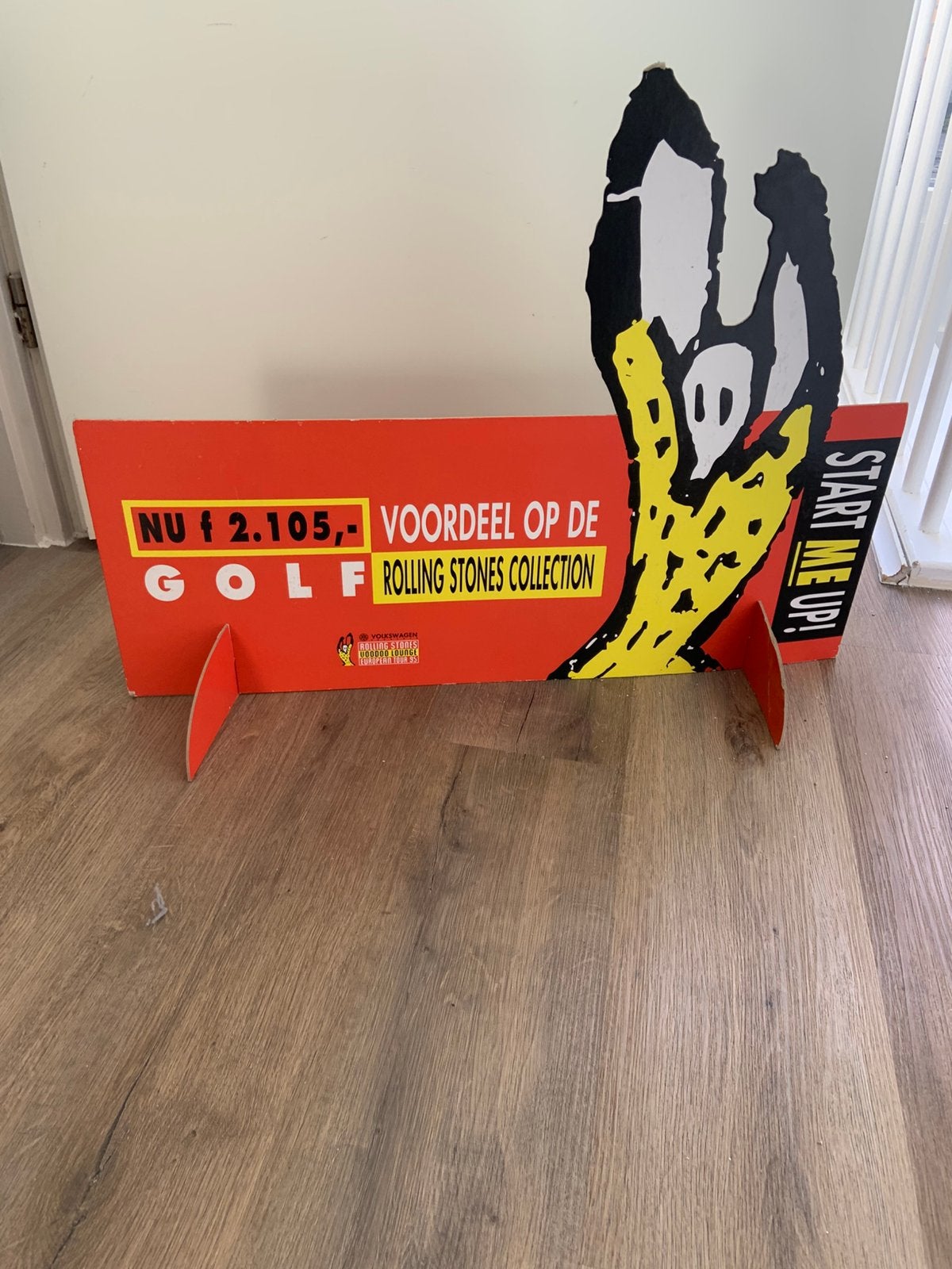 The Rolling Stones reclamebord tbv verkoop VW Golf, Ophalen, Zo goed als nieuw, Deurposter of groter, Film en Tv