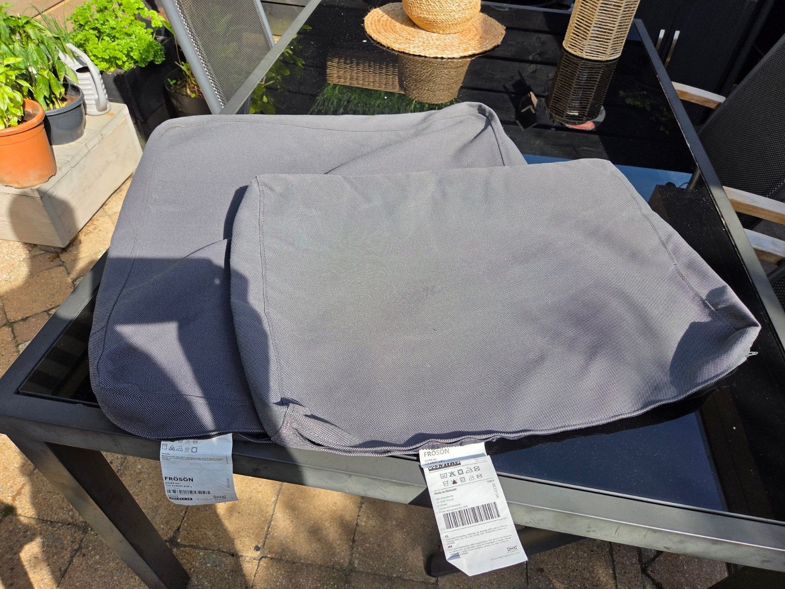 IKEA FRÖSÖN zitkussenhoezen voor buiten, grijs (10 stuks), Tuin en Terras, Ophalen of Verzenden, Zo goed als nieuw
