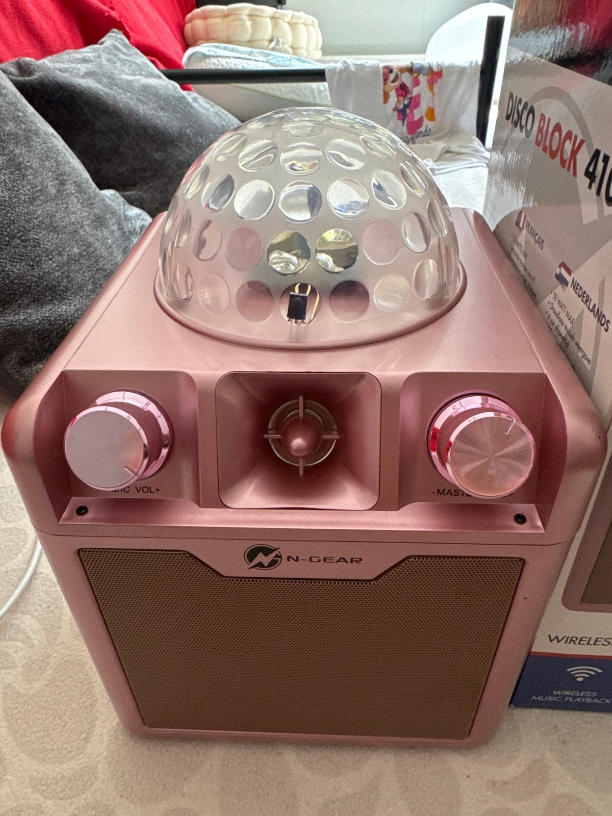 N-GEAR Disco Block 410 Kids Karaoke Systeem Roze, Ophalen, Zo goed als nieuw, Complete set