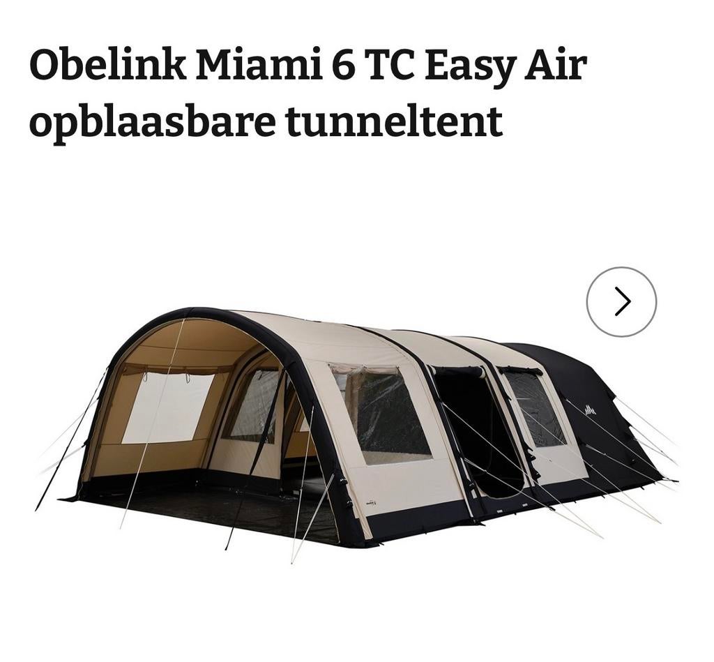 Obelink Miami 6 TC Easy Air opblaasbare tunneltent, Caravans en Kamperen, Tenten, Ophalen of Verzenden, Gebruikt, Tot en met 6