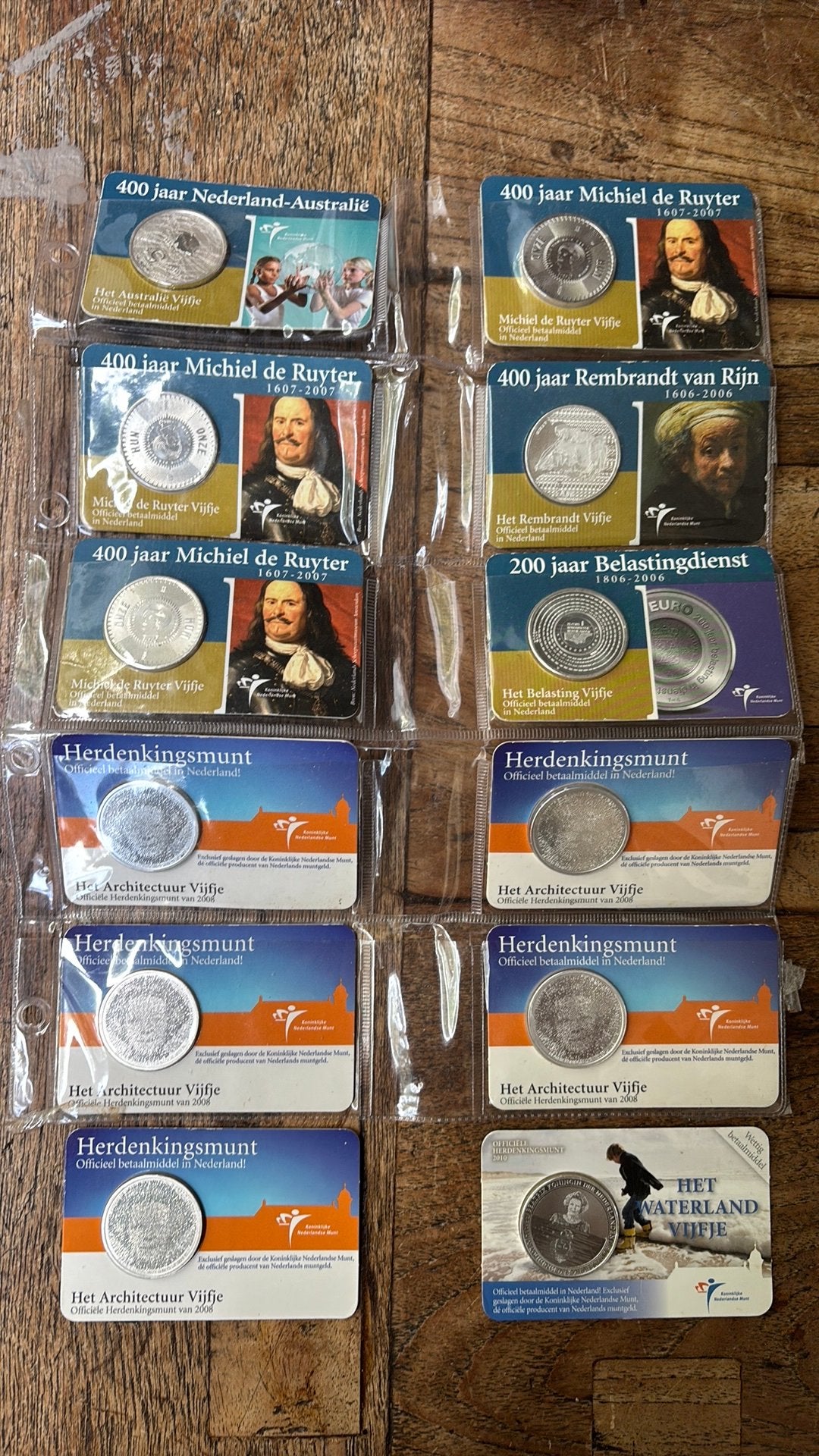 Zilveren (en verzilverde) vijfjes in coincards diverse, Ophalen of Verzenden, Nederland, Munten