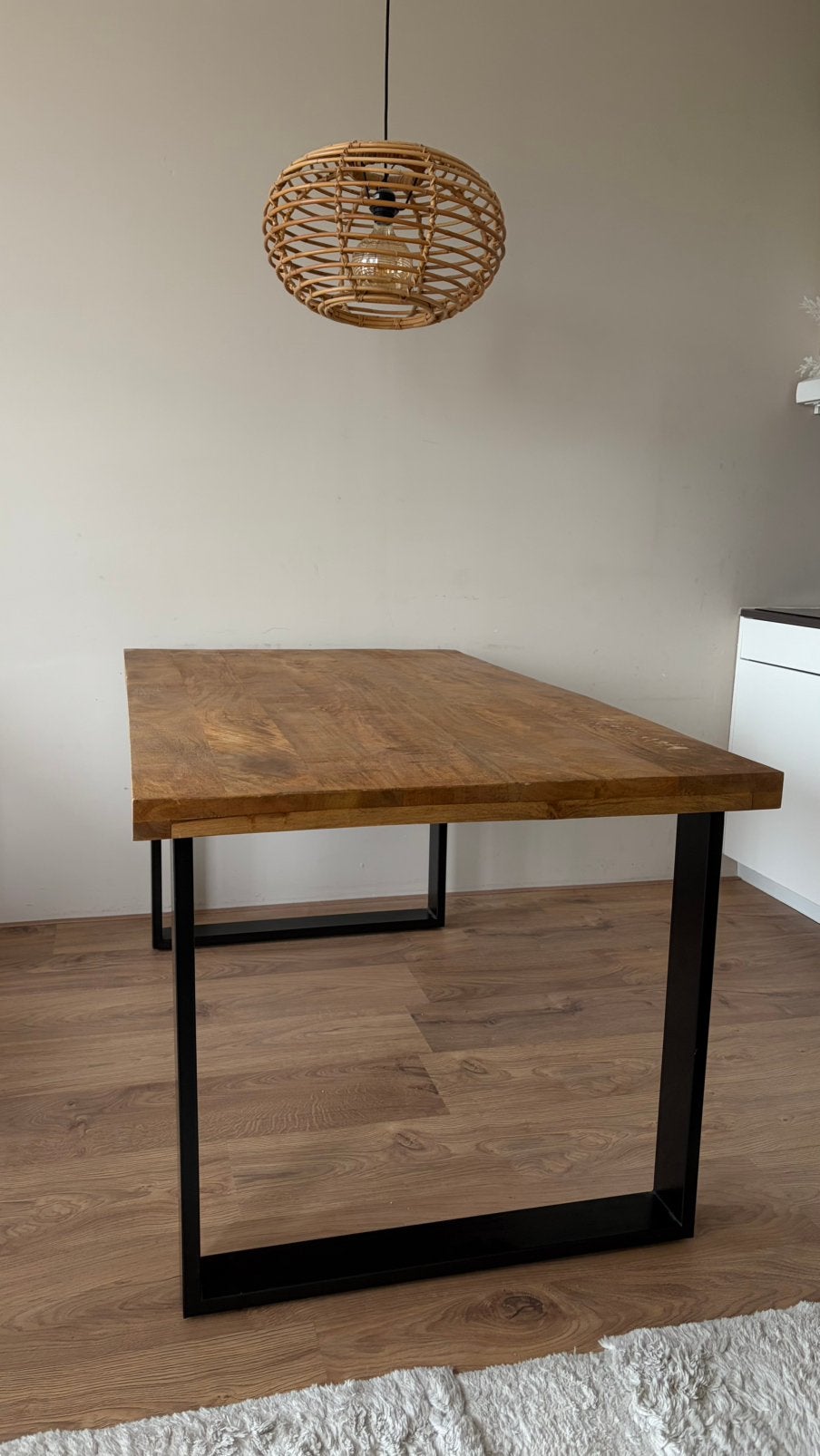 Mango houten tafel 160x90, Ophalen, 50 tot 100 cm, Zo goed als nieuw, 150 tot 200 cm