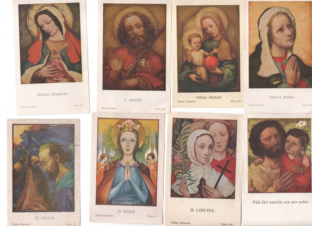 Prachtige serie Heiligen Prentjes uitgegeven door Elwa, Verzenden, Zo goed als nieuw, Kaart of Prent, Christendom | Katholiek