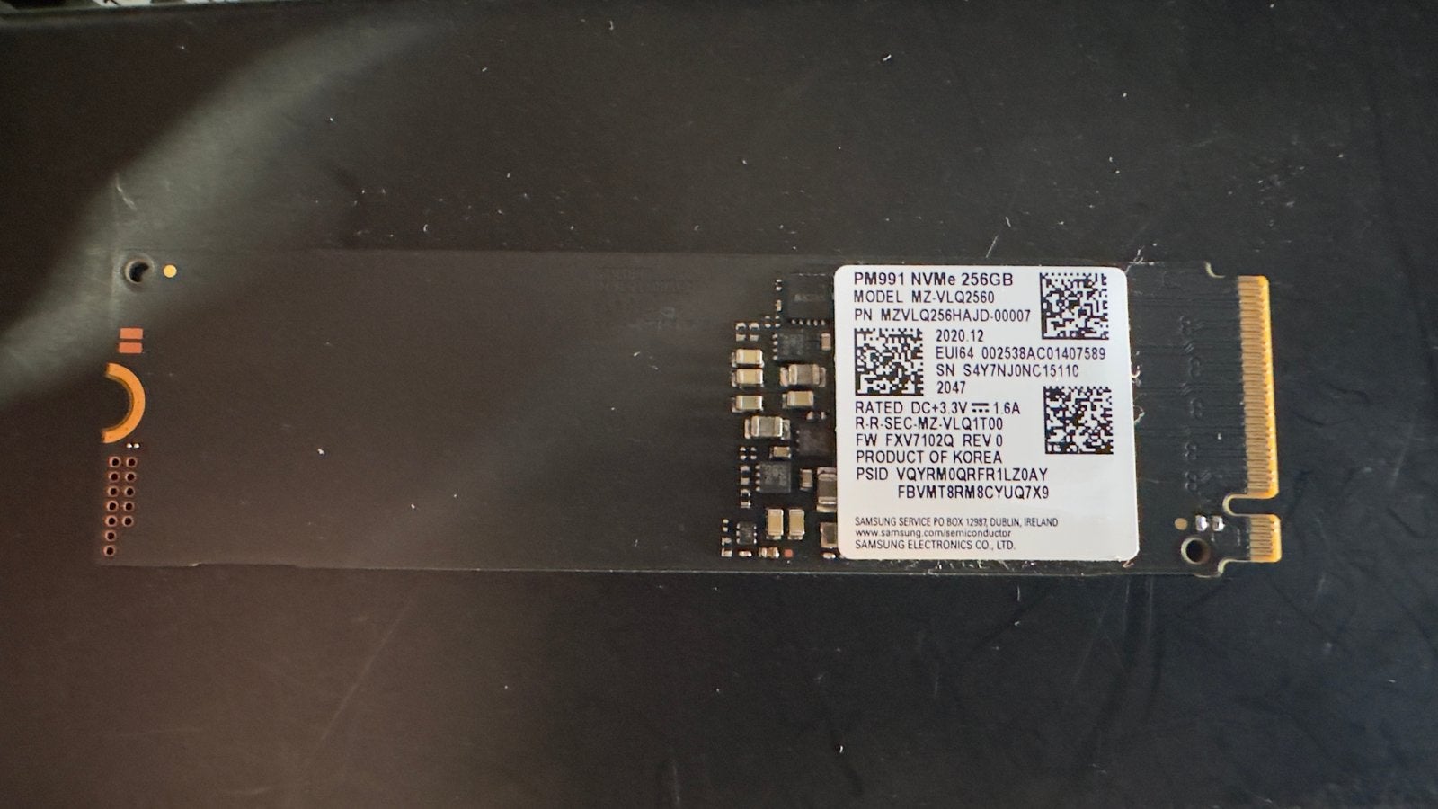 Samsung PM991 256GB M.2 2280 NVMe SSD, Gebruikt, SSD, Ophalen of Verzenden, Overige aansluitingen