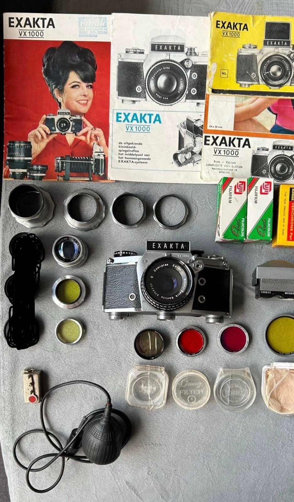 Exakta VX 1000 + Meyer-Optik Domiplan 50mm f/2.8 acc., Audio, Tv en Foto, Ophalen of Verzenden, Gebruikt, Spiegelreflex, Overige Merken