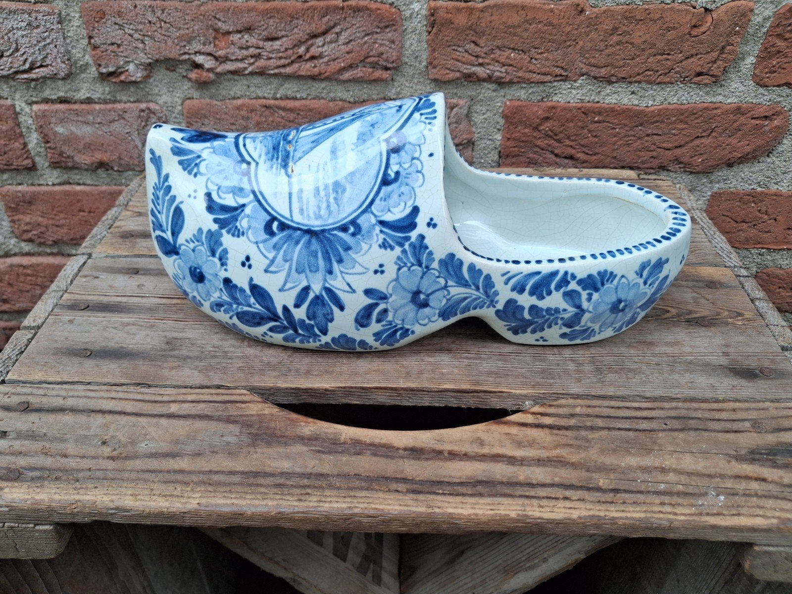 antieke oud delft delfts blauwe aardewerk klomp, Ophalen