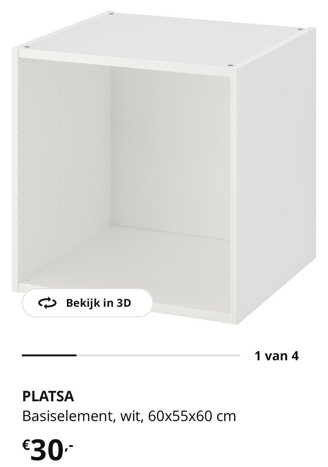 Ikea PLATSA Basiselement wit 60x55x60 cm, Ophalen, Zo goed als nieuw