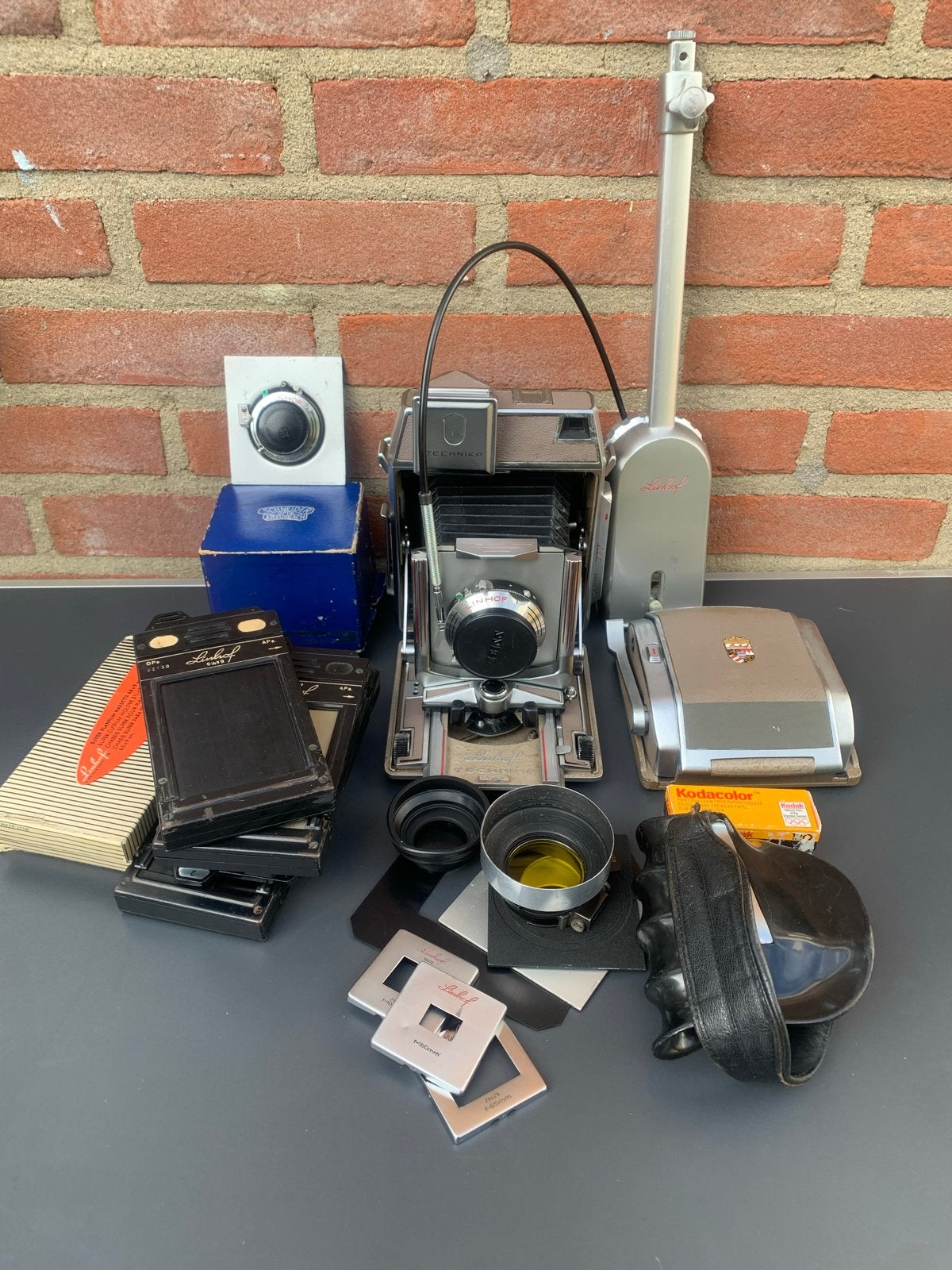Linhof Technika IV Camera Set met 3 lenzen en accessoires, Ophalen of Verzenden, Gebruikt, Spiegelreflex, Overige Merken