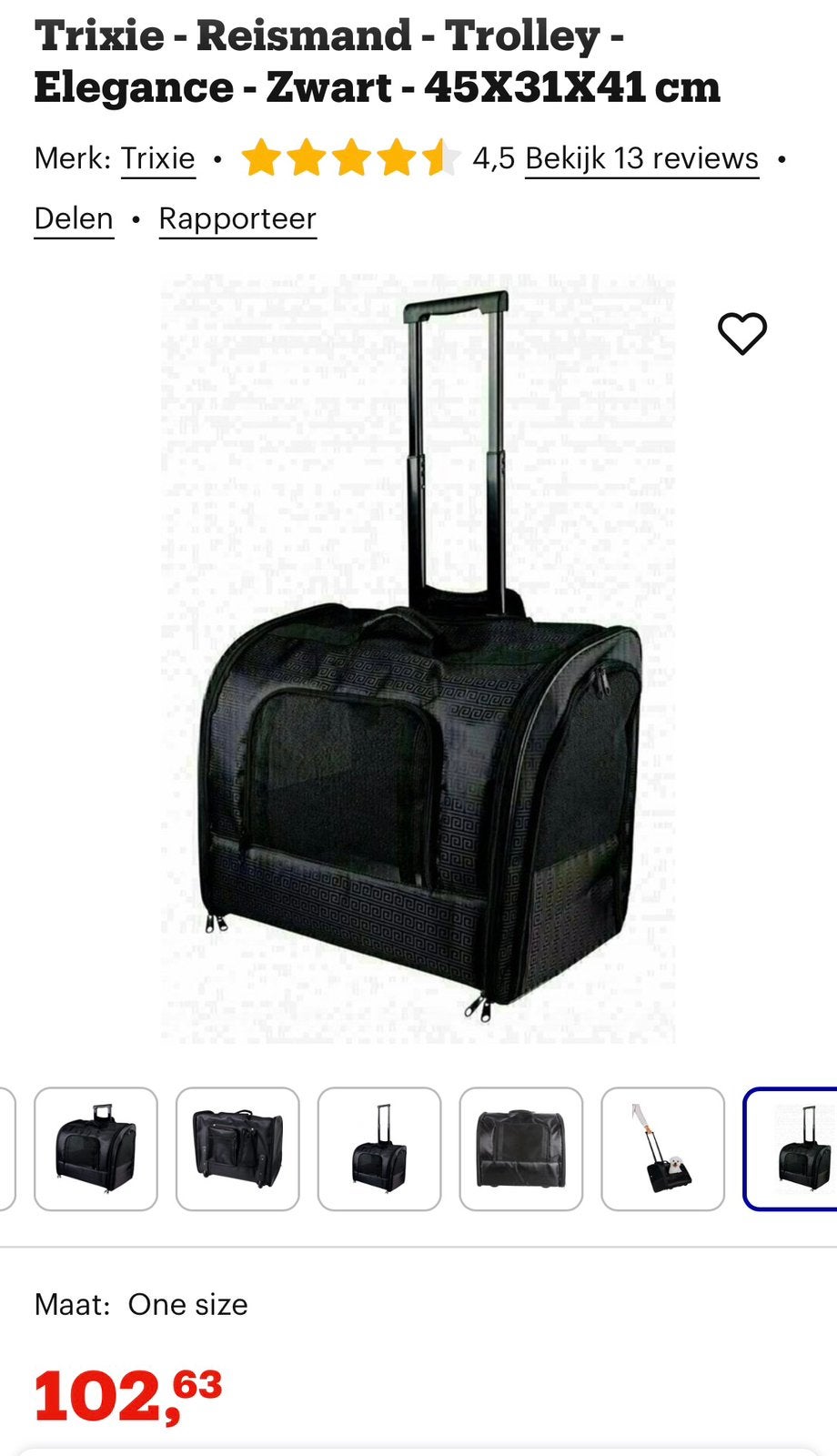 Honden reis trolley van Trixi, Ophalen, Nieuw