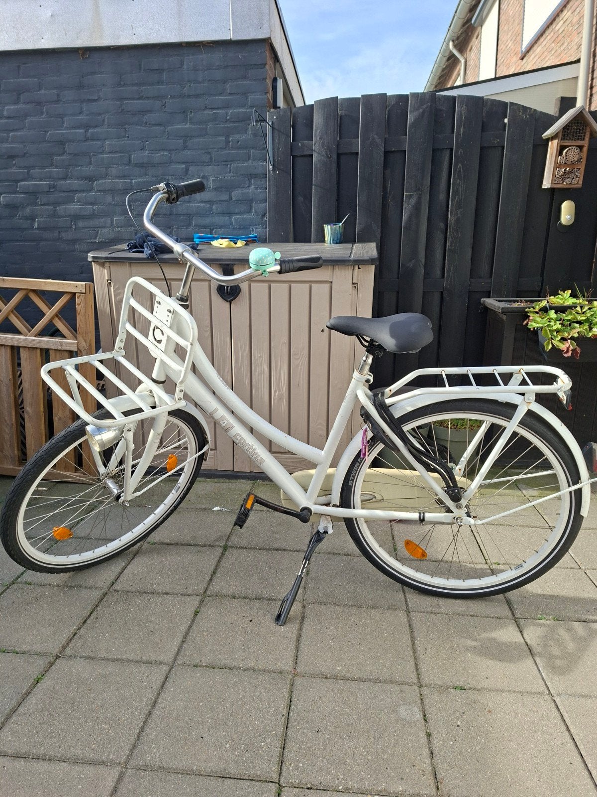 Witte transportfiets met voordrager en terugtraprem, Fietsen en Brommers, Terugtraprem, Versnellingen, Ophalen, Overige merken
