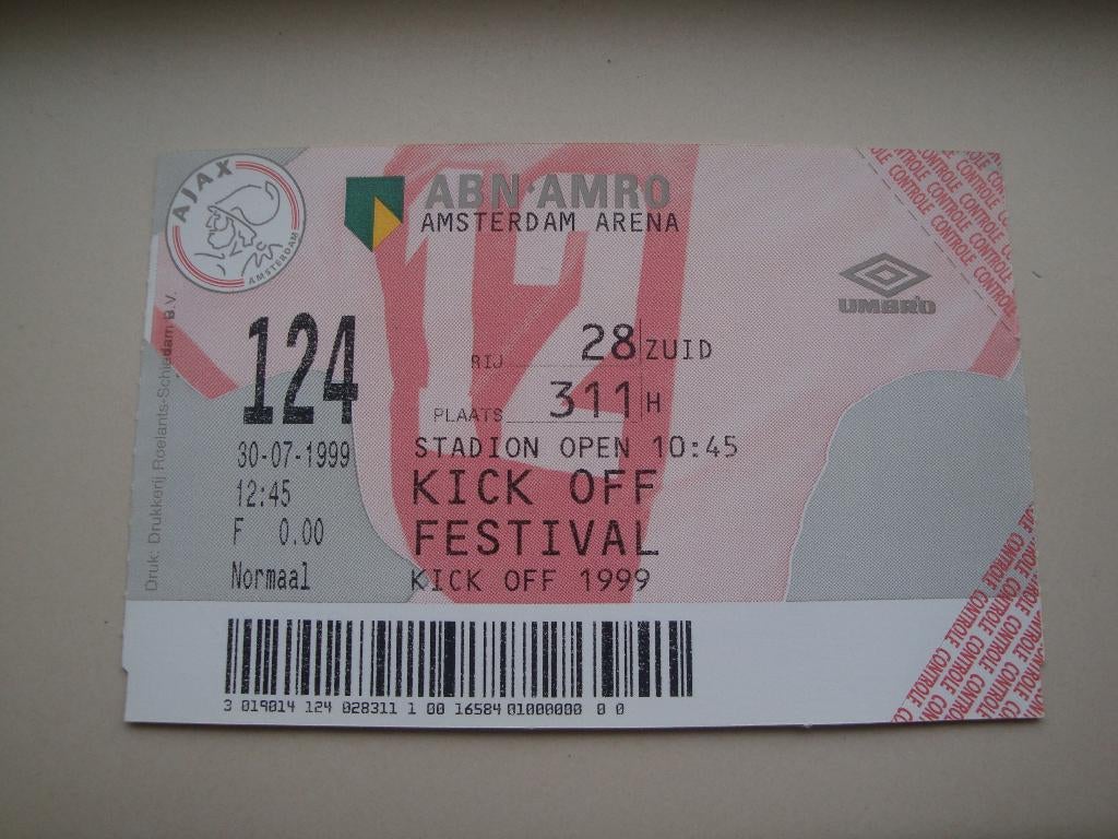 Ajax Kick Off Festival voetbalkaartje seizoen 1999 nr. 79., Verzenden, Gebruikt, Ajax, Overige typen
