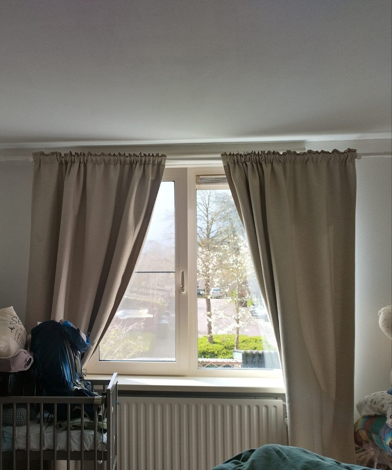 Dikke stof gordijnen - Beige/Crème, Huis en Inrichting, Ophalen, Crème, Gebruikt, Overige merken