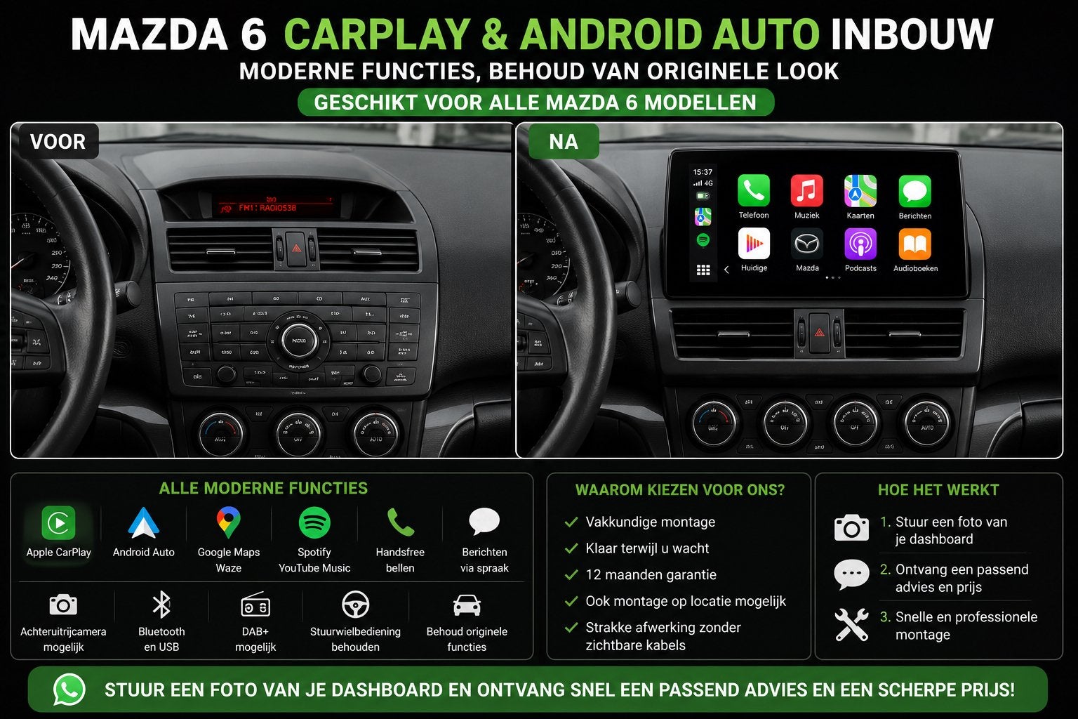 Mazda 6 CarPlay & Android Auto Inbouw, Auto diversen, Ophalen, Nieuw