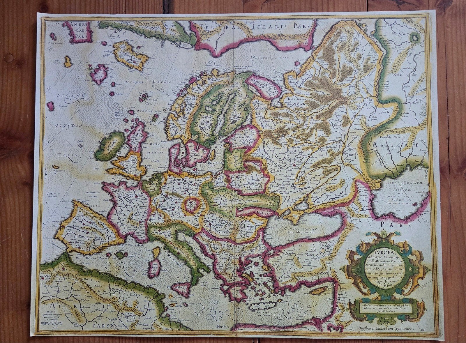 Antieke landkaart Europa - Mercator reproductie poster, Voor 1800, Europa Overig, Ophalen of Verzenden, Gerard Mercator