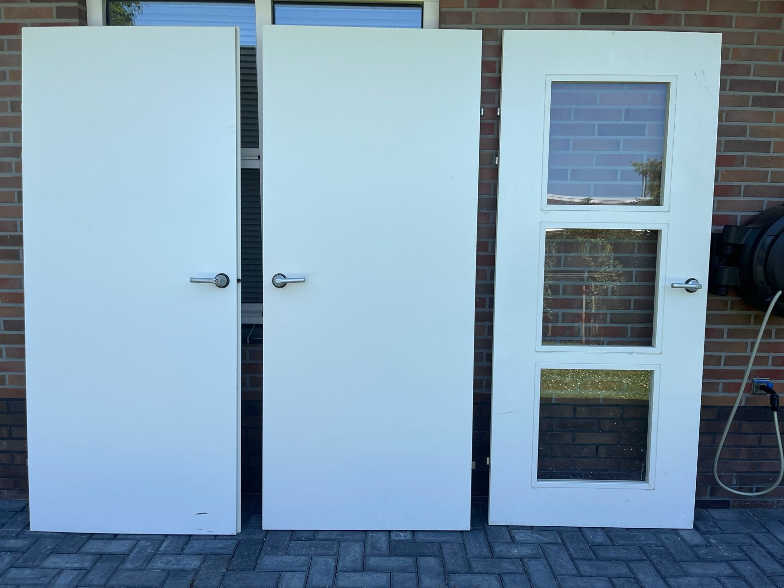 Set van 3 binnendeuren, wit, met en zonder glas, Ophalen, Gebruikt, 80 tot 100 cm, Binnendeur