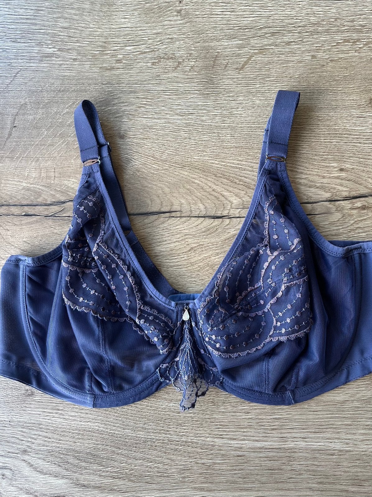Elomi 100F full cup grijs blauw luxe borduur, Blauw, Ophalen of Verzenden, BH