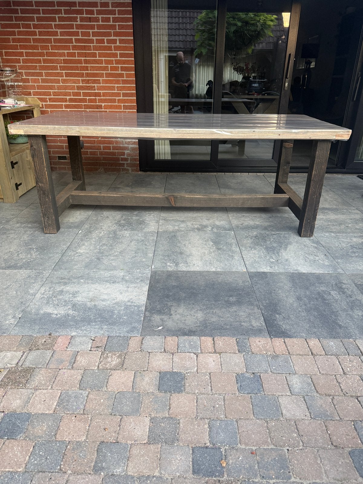Tuintafel inc 6 stoelen, Ophalen, Zo goed als nieuw, Rechthoekig, Hout