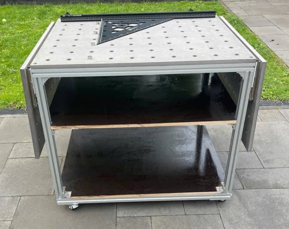 Inklapbare werkbank 20mm benchdog holes en aluminium frame, Ophalen, Nieuw, 70 tot 120 cm, Inklapbaar