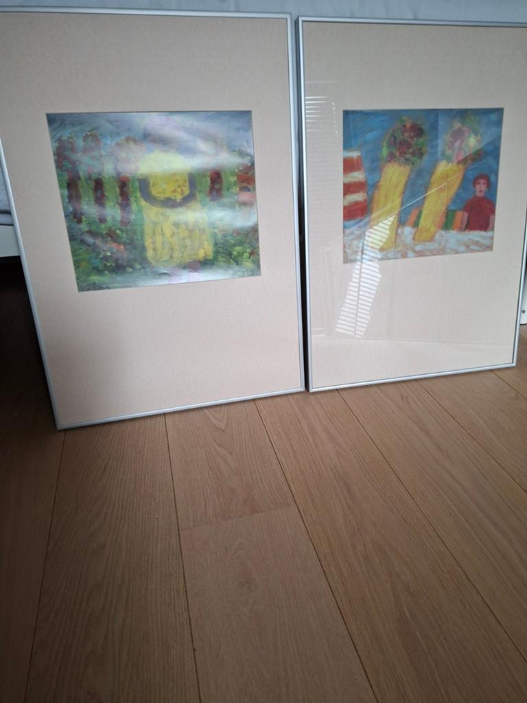 Moderne kunst in aluminium wissellijsten, Ophalen of Verzenden