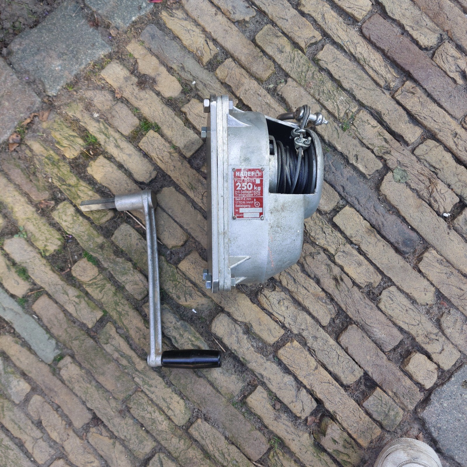 HADEF Handlier 250 kg - Handmatige Lier met Staalkabel, Ophalen, Gebruikt, Handmatig