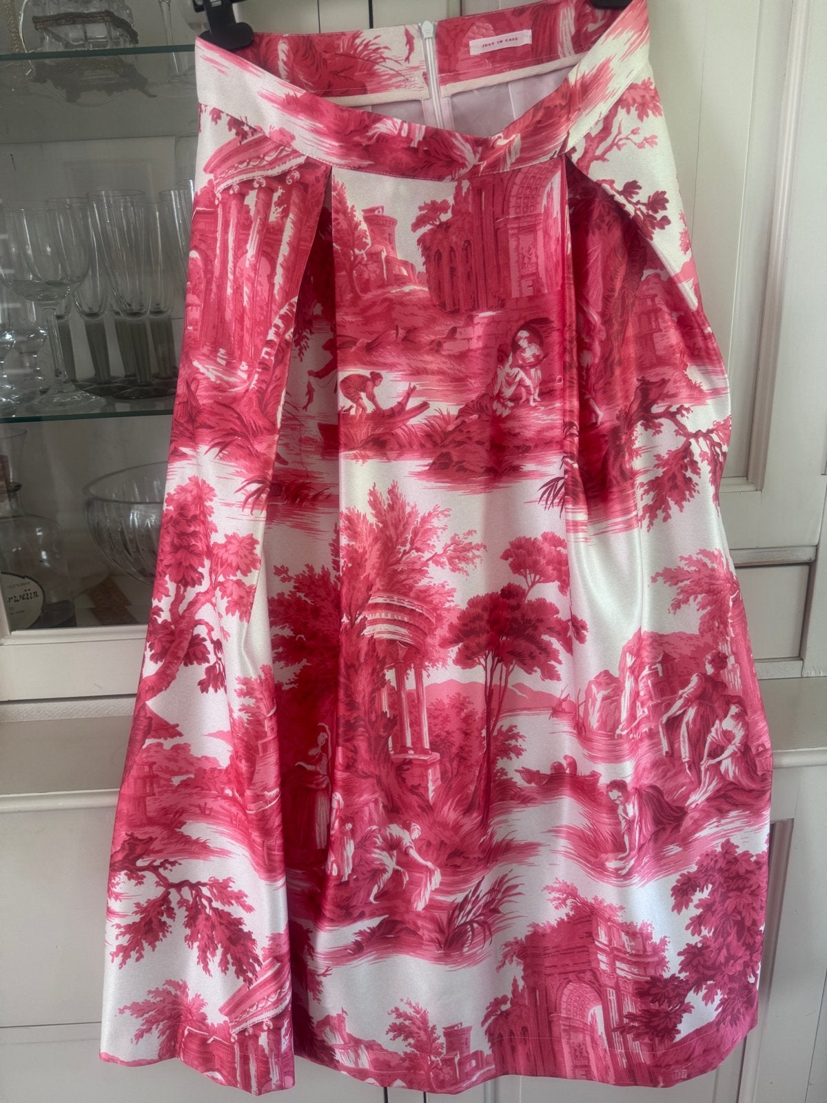 Just in Case rok met roze Toile de Jouy print, maat 40, Maat 38/40 (M), Ophalen of Verzenden, Zo goed als nieuw, Knielengte