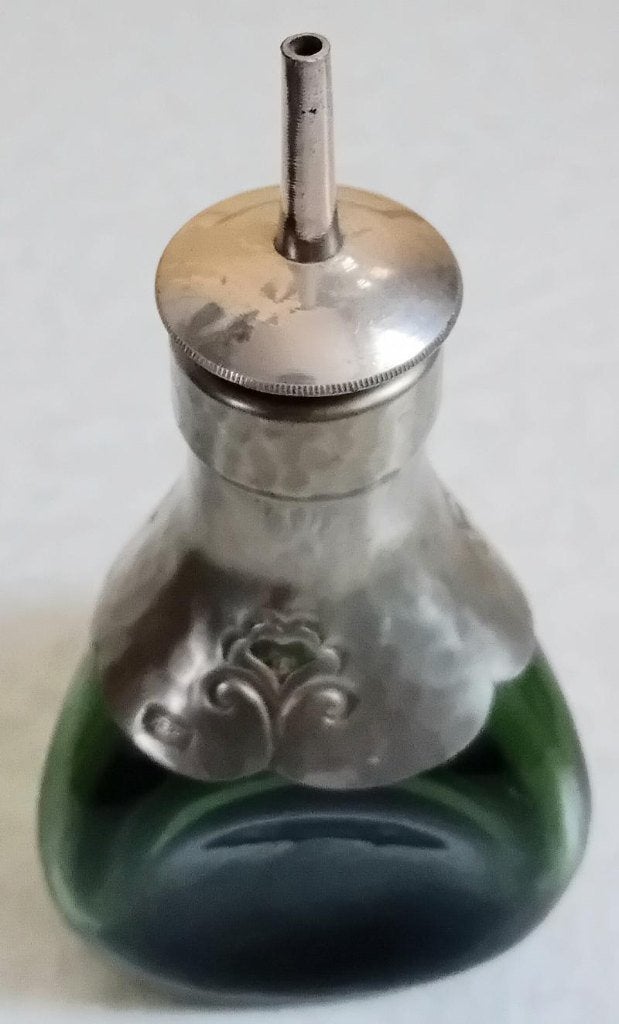 Art-Deco groen glazen elixerflesje/karafje, Ophalen of Verzenden