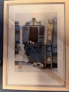 Schilderij met kat en ladder, Ophalen, Realistisch, Overige onderwerpen, Gemengde techniek