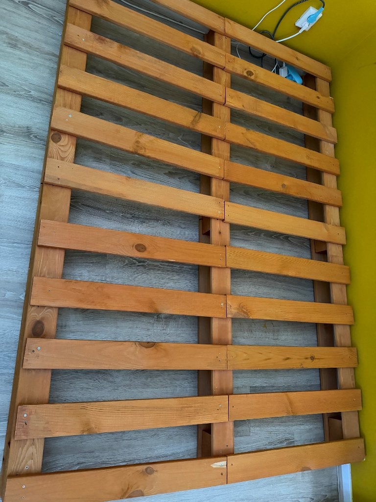 Bed pallets 140x200cm, Ophalen, Gebruikt, Bruin, Tweepersoons