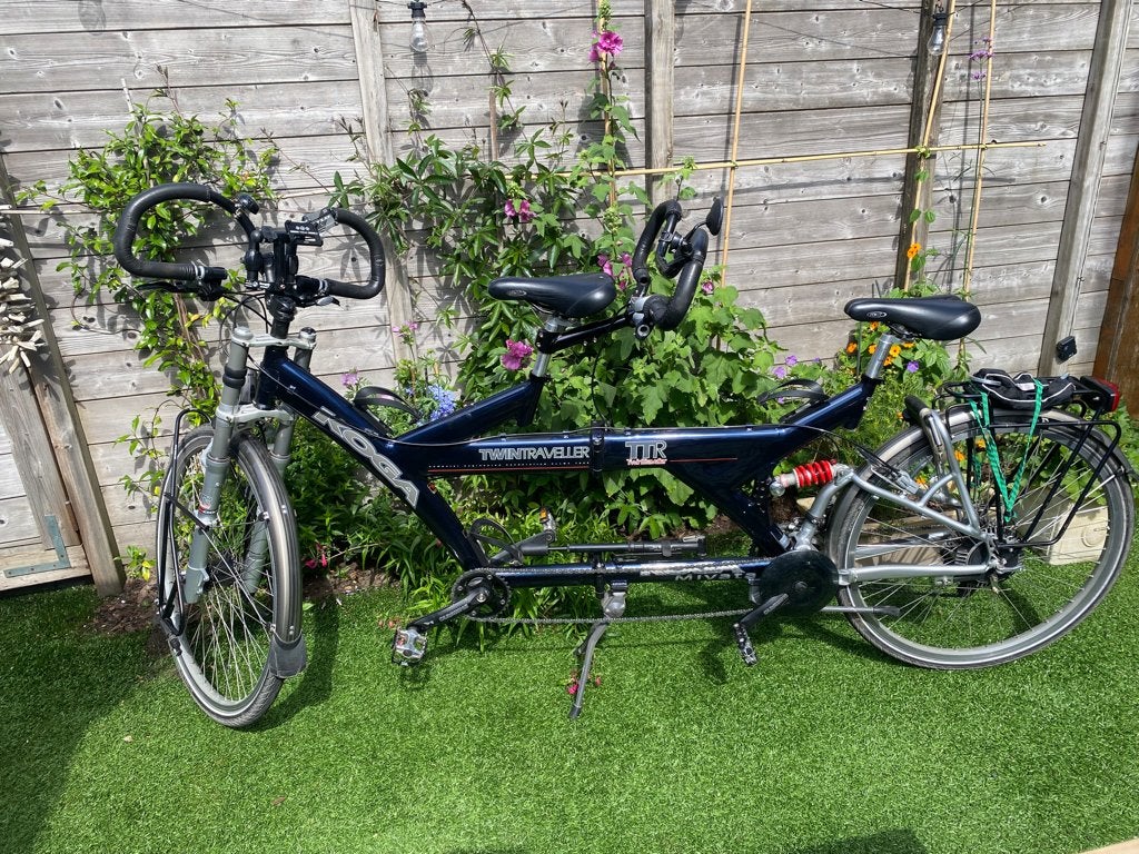 Koga Miyata Twintraveller tandem, Fietsen en Brommers, Fietsen | Tandems, Gebruikt, Opvouwbaar, 10 tot 15 versnellingen, Velgrem