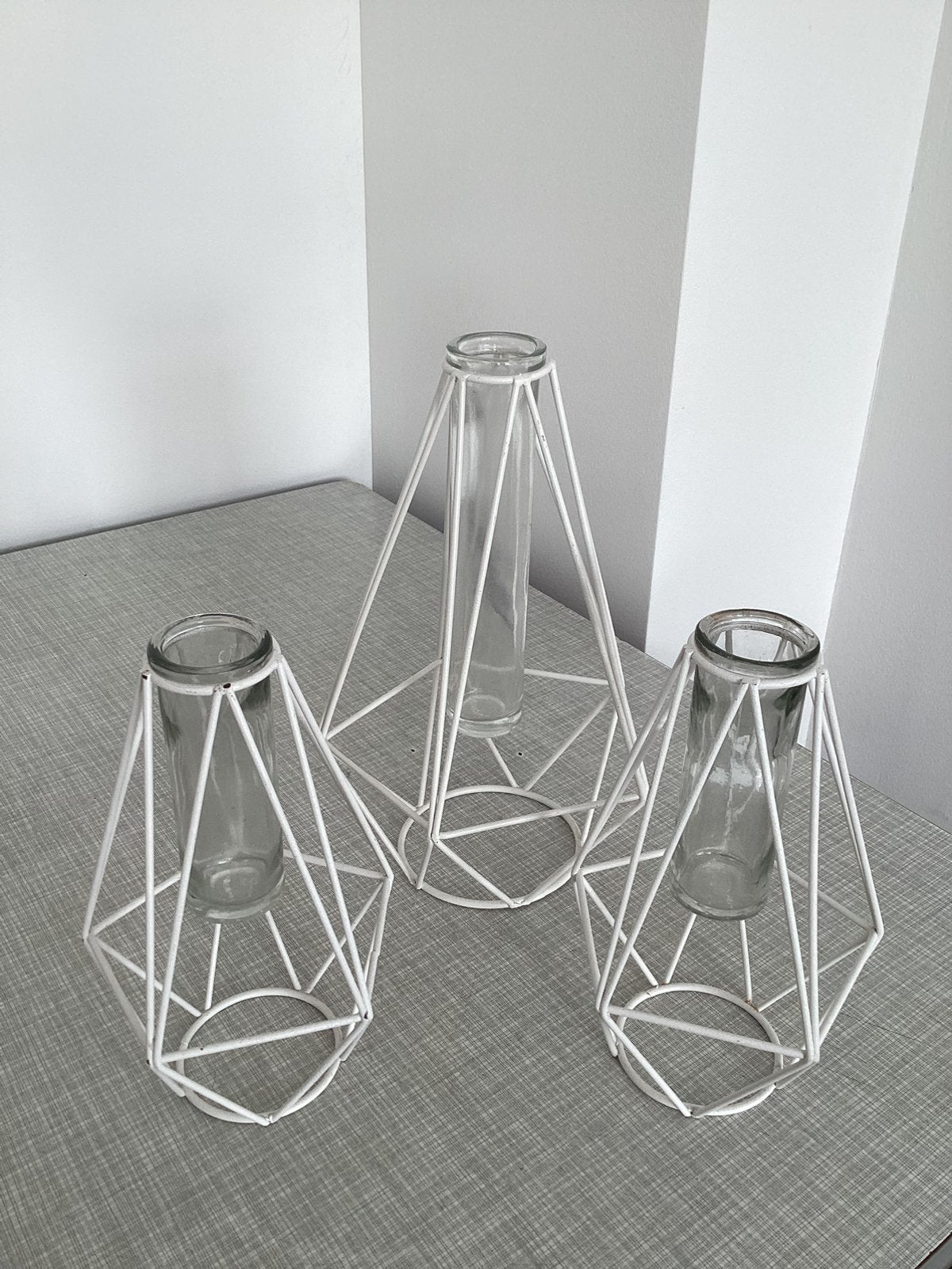 3x vaasjes, Ophalen of Verzenden, Zo goed als nieuw, Wit, Glas