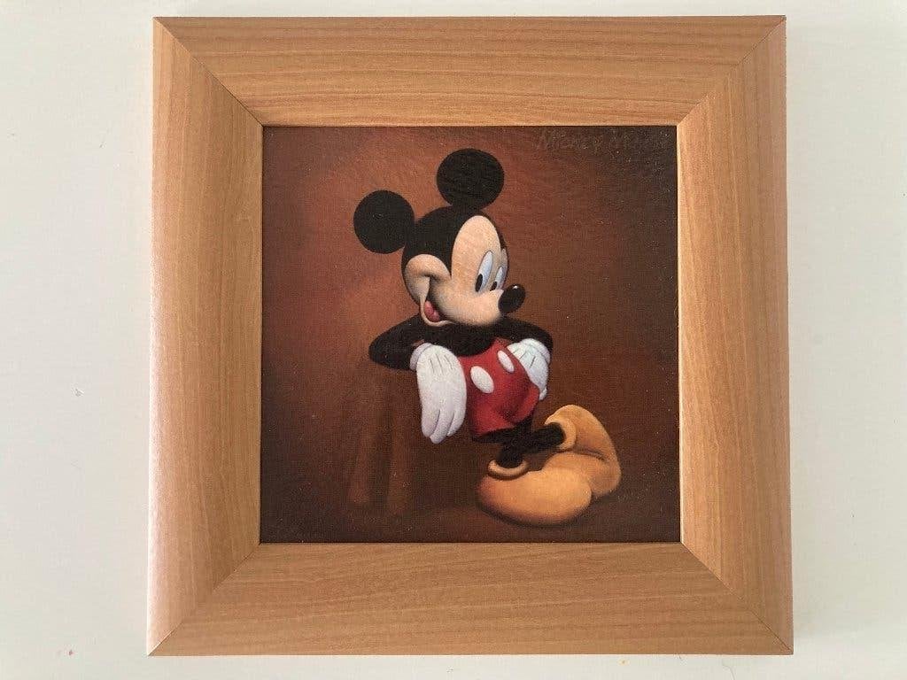 Mickey Mouse schilderij in houten lijst, Verzamelen, Disney, Ophalen of Verzenden, Mickey Mouse, Zo goed als nieuw, Plaatje of Poster