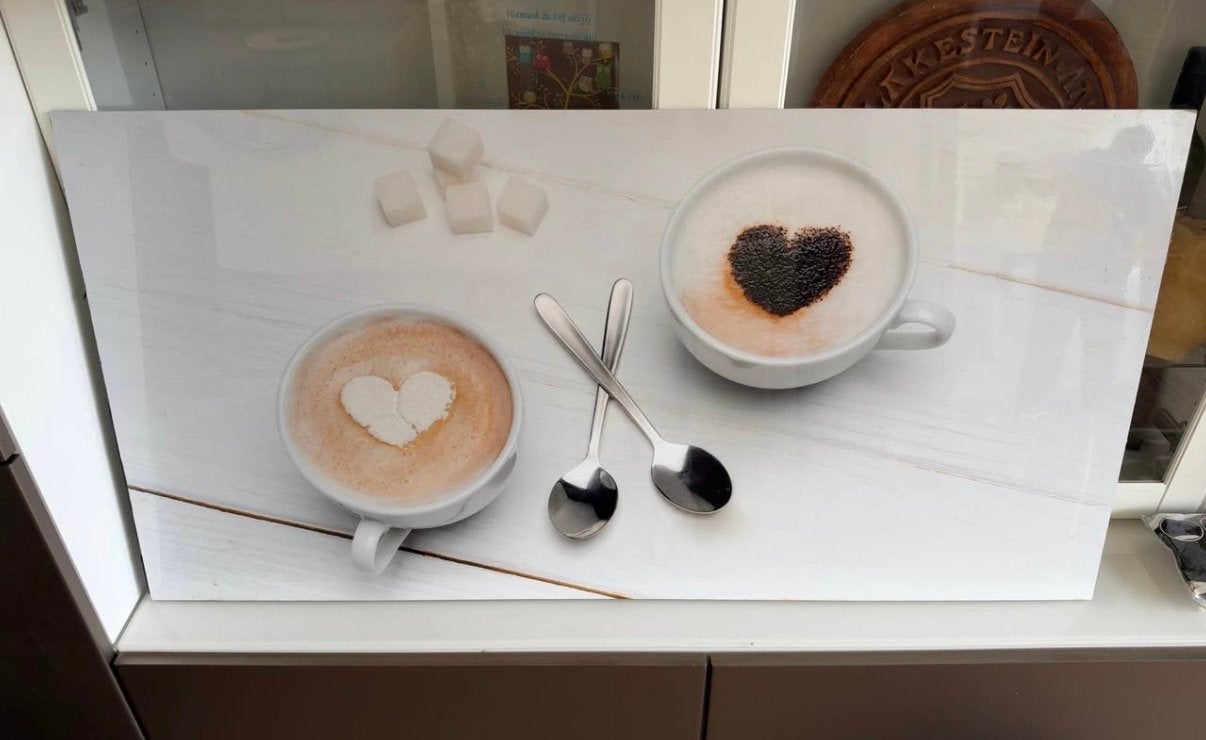 Wanddecoratie Koffie met Hartjes - Keuken/Eetkamer, Ophalen, Zo goed als nieuw, Foto of Poster, 5 – 50