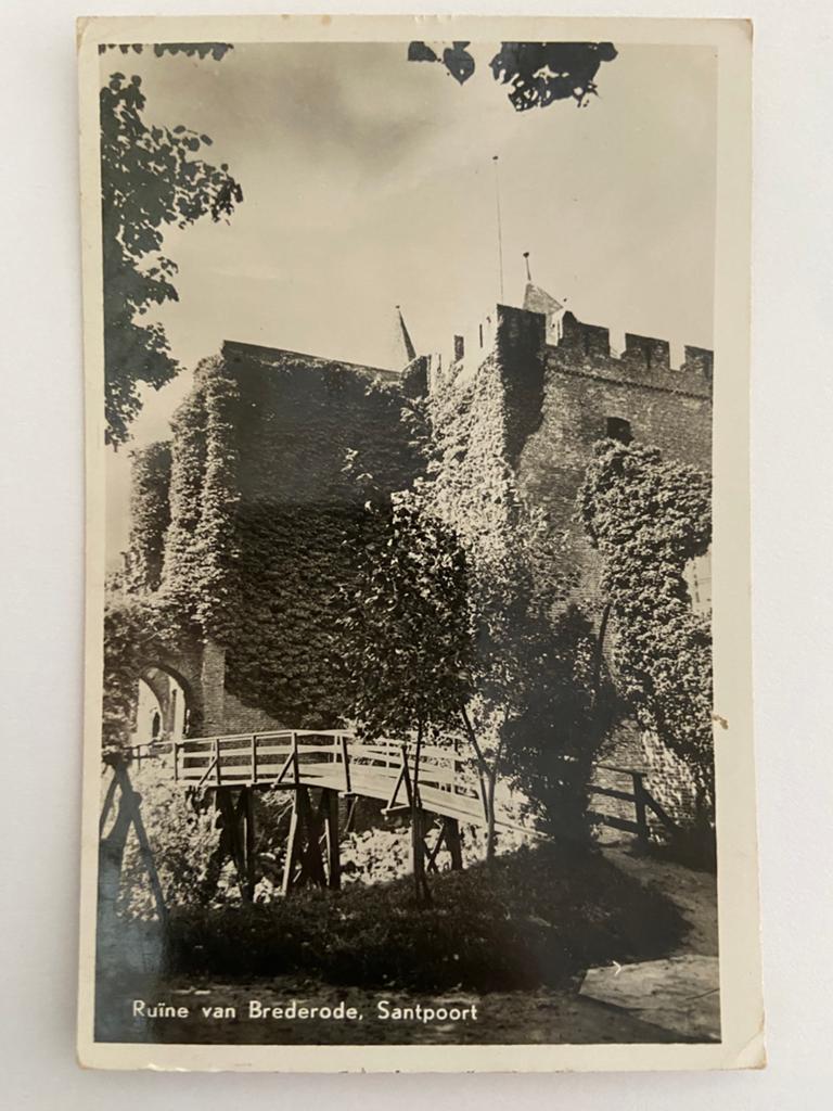 Ansichtkaart Ruïne van Brederode Santpoort, Ophalen of Verzenden, 1940 tot 1960, Gelopen, Noord-Holland