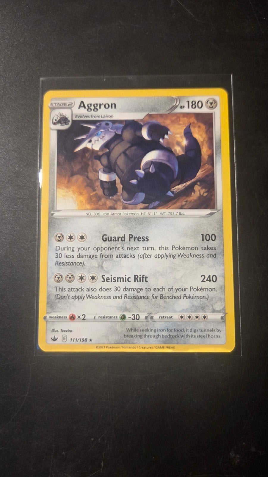 Aggron 111/198 Rare - Chilling Reign Pokémon Kaart, Verzenden, Zo goed als nieuw, Losse kaart