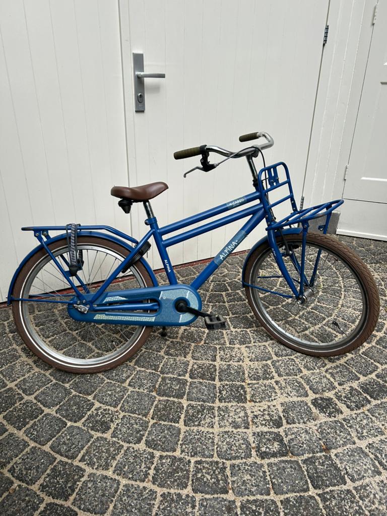 Alpina Cargo fiets - Blauw - 22 inch, Fietsen en Brommers, Fietsen | Kinderfietsjes, Ophalen, Gebruikt, Terugtraprem, 20 inch of meer