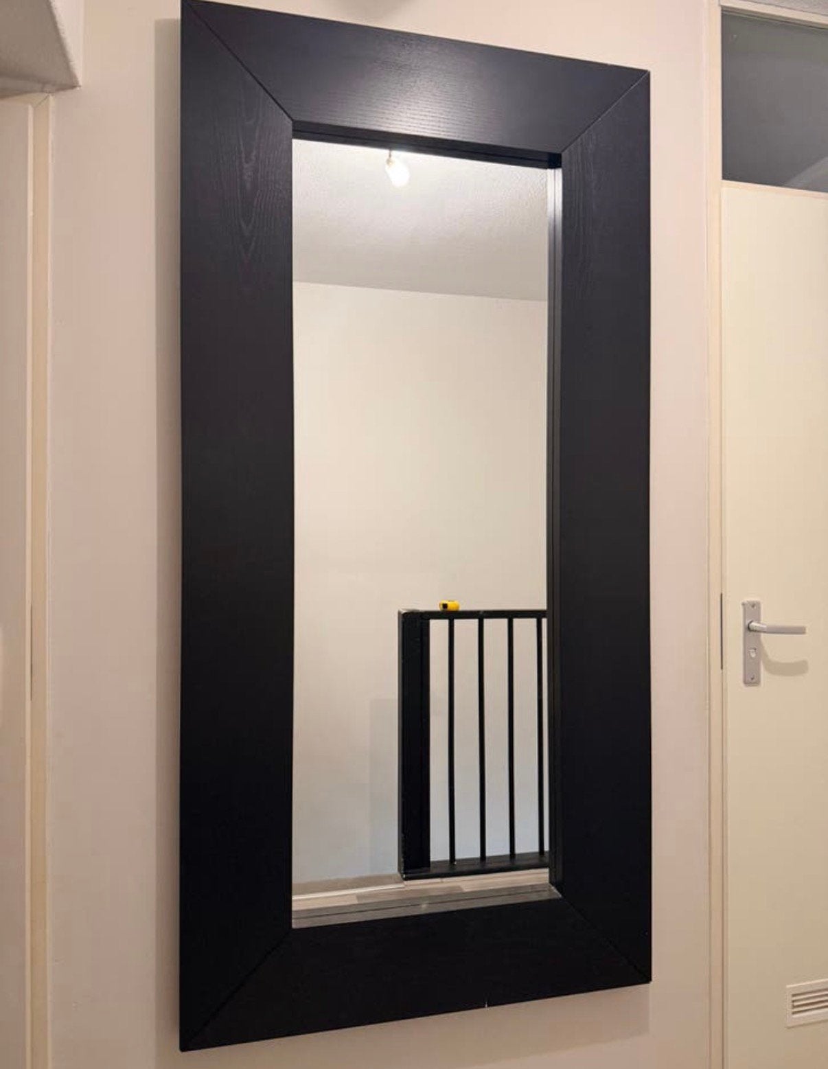 Ikea spiegel zwart/hout, Huis en Inrichting, Woonaccessoires | Spiegels, Ophalen, Minder dan 50 cm, Zo goed als nieuw, 150 tot 200 cm