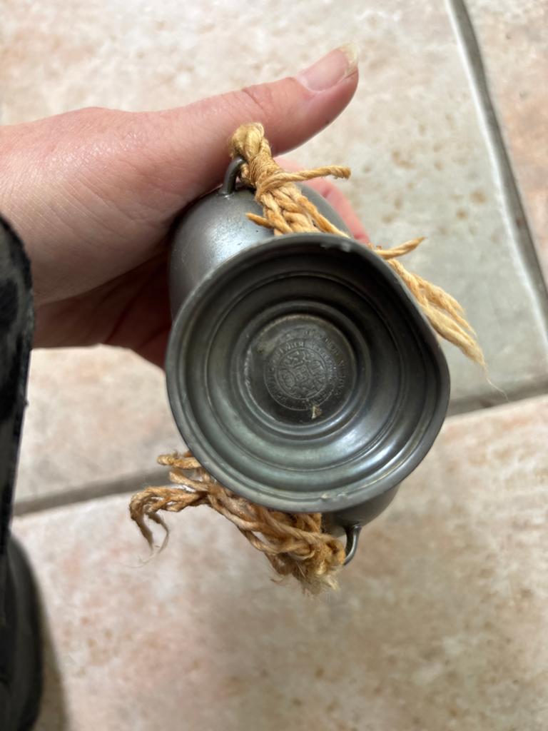 Antieke tinnen veldfles met touw, Antiek en Kunst, Ophalen of Verzenden