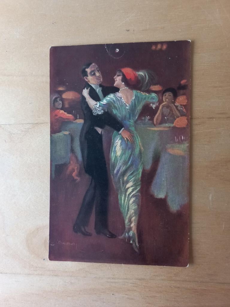 Kaart dansende mensen, Ophalen of Verzenden, Voor 1920, Ongelopen