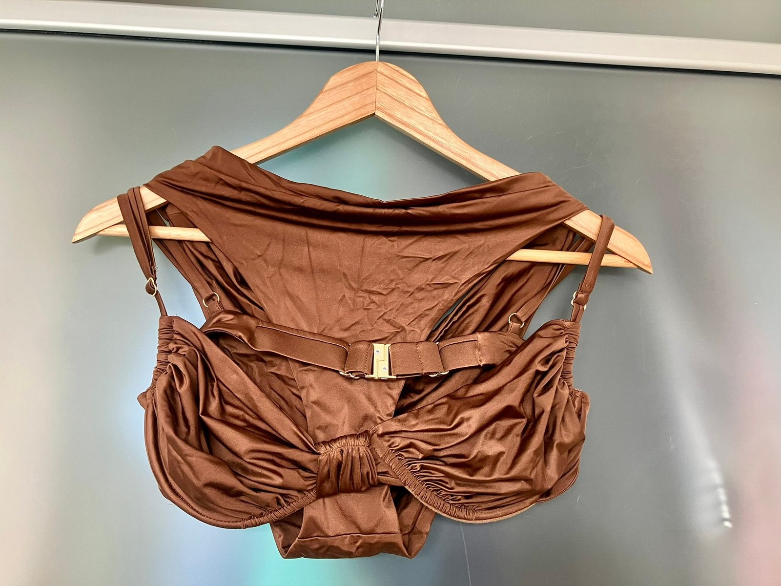 Calzedonia Ruched Bikini in Metallic Brown Stretch Fabric, Kleding | Dames, Ophalen of Verzenden, Nieuw, Bruin, Bikini