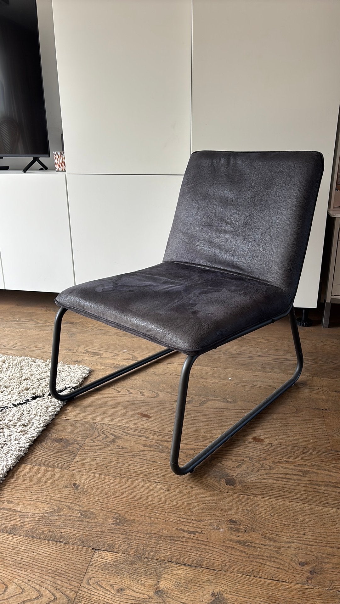 Fauteuil - Velvet Antraciet, Ophalen, Zo goed als nieuw, Grijs, Eén