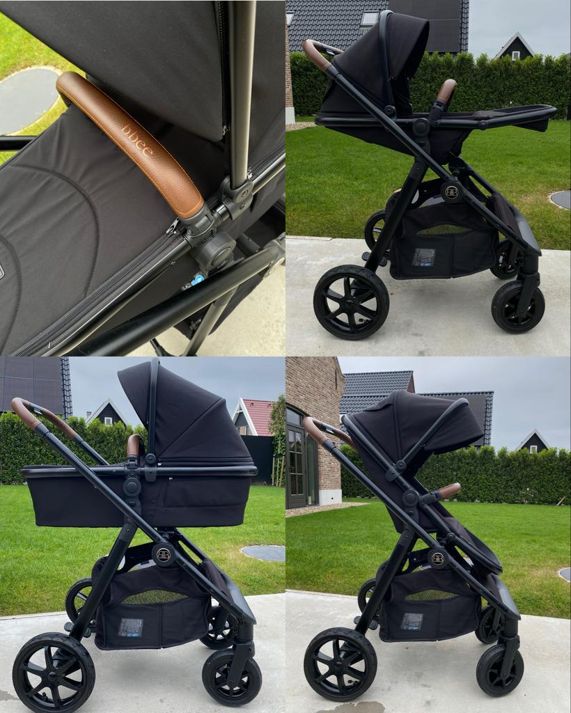 Mooie nette kinderwagen BBEE pram deluxe zwart, Verstelbare duwstang, Zo goed als nieuw, Combiwagen, Ophalen