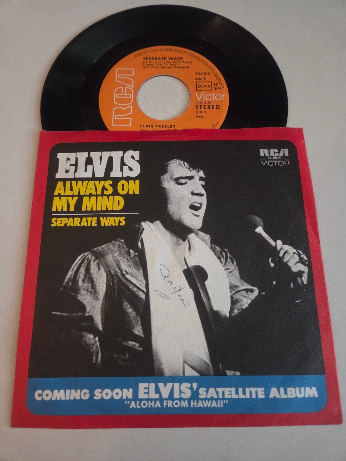 Elvis Presley - Separate Ways / Always On My Mind 7" Vinyl, Cd's en Dvd's, Vinyl Singles, Gebruikt, Fotohoes, 7 inch, Ophalen of Verzenden