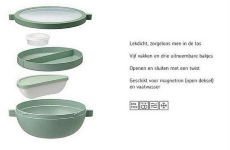Mepal Vita Bento Lunchbowl - Lekvrij en Magnetronbestendig, Huis en Inrichting, Kunststof, Nieuw, Ophalen of Verzenden, Overige merken