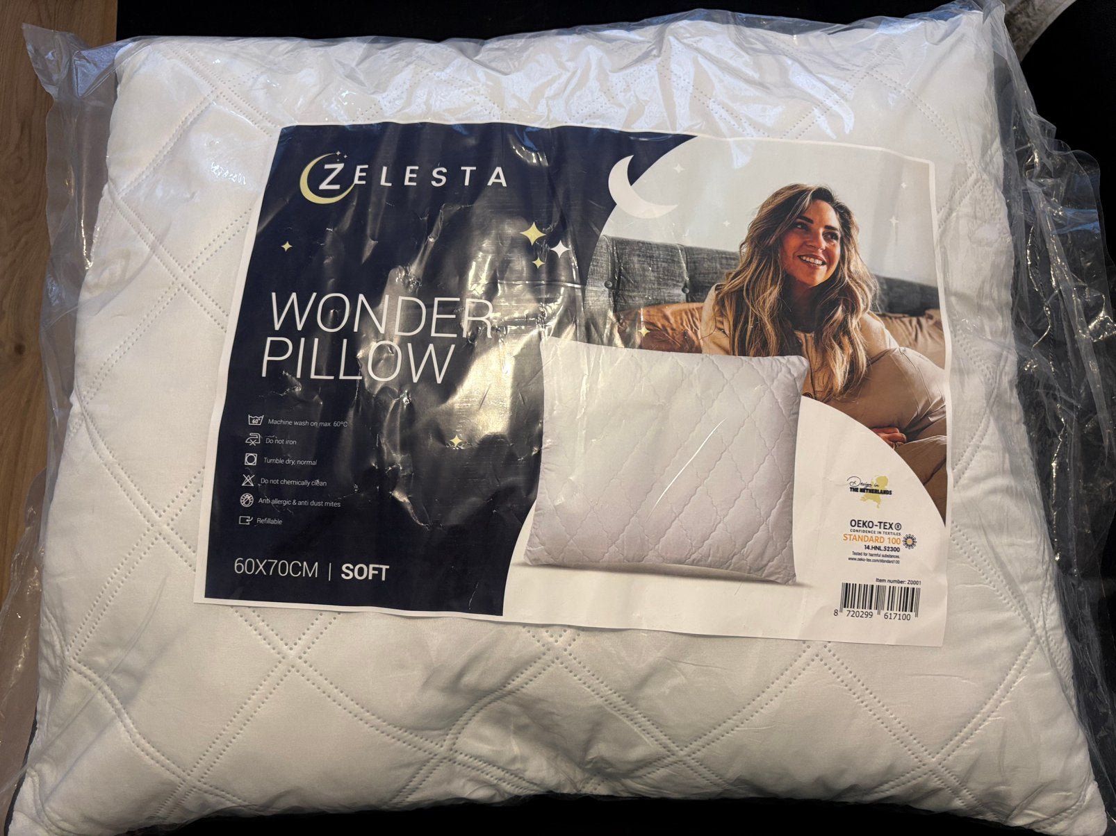 2x Zelesta WonderPillow 60x70 cm Soft – Nieuw, Overige merken, Wasbaar, Wit, Hoofdkussen
