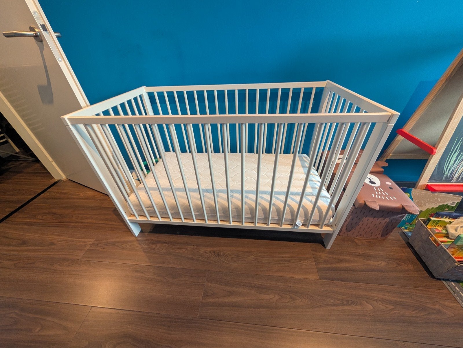 IKEA Gulliver ledikant met nieuwe matras (60x120 cm), Ophalen, 70 tot 85 cm, Zo goed als nieuw, Minder dan 140 cm