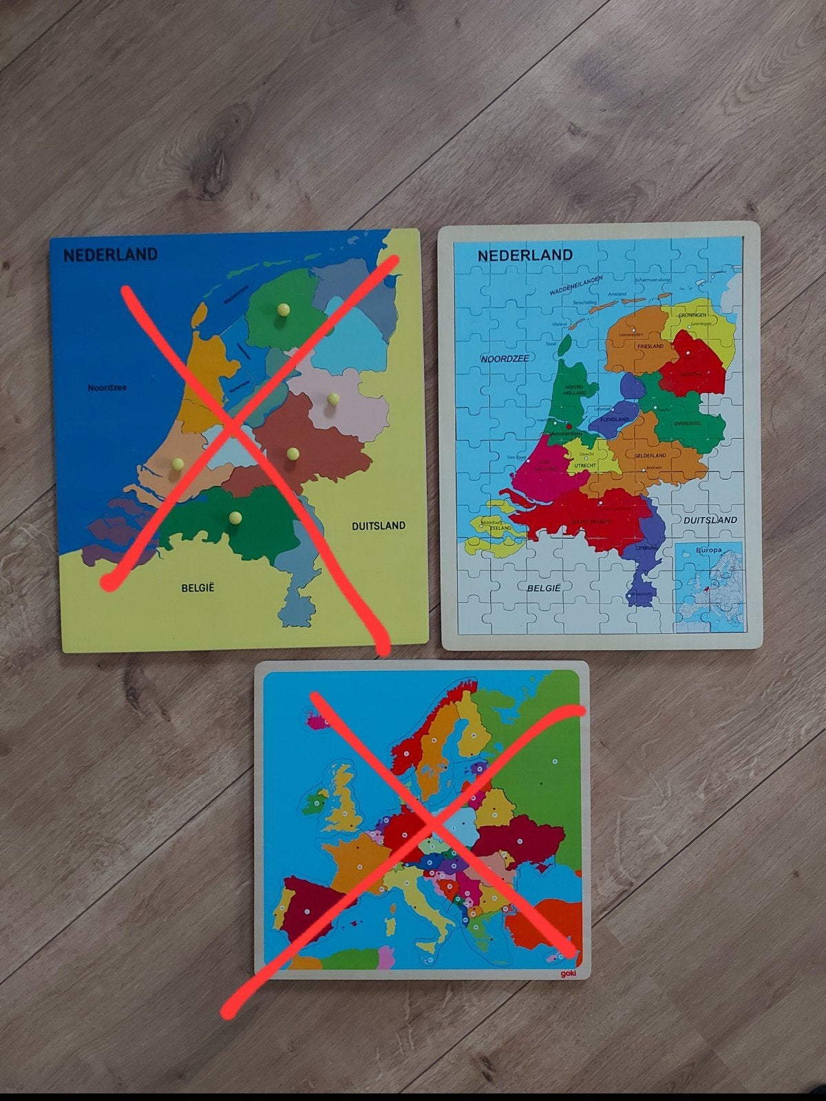 Houten puzzels Nederland en Europa - Zeer goede staat, Ophalen of Verzenden, Zo goed als nieuw, Puzzelen