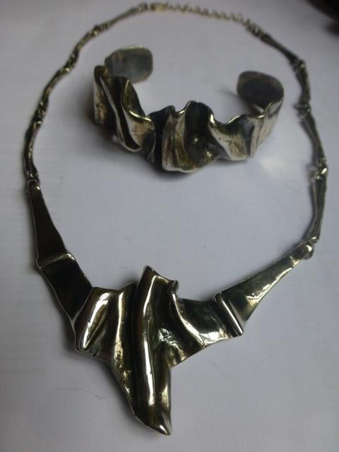 Modernist Zilveren Set: Armband + Collier HARRIE LENFERINK, Verzenden, Zilver, Overige typen