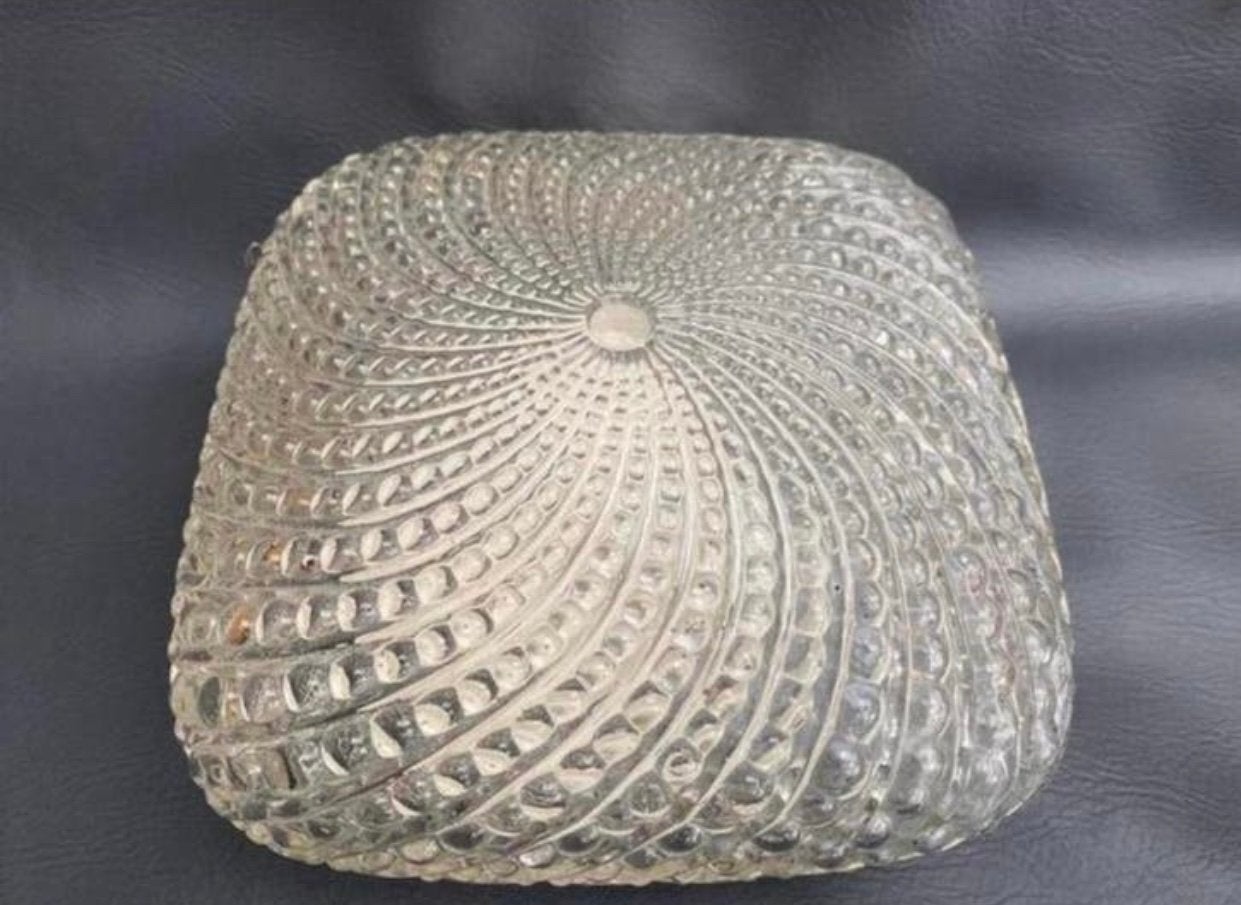 Lamp vintage glas glazen plafondlamp plafonniere, Gebruikt, 19 cm, ?, Plafondlamp